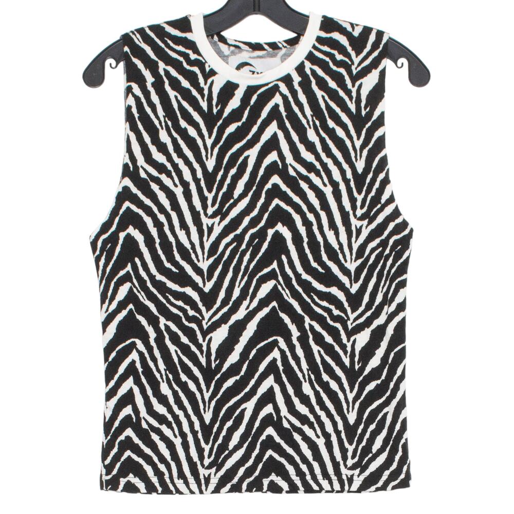NWT Zyia Active Tank Top Safari Zebra Y2K Athleisure 90s Animal Bold Black‎ XS